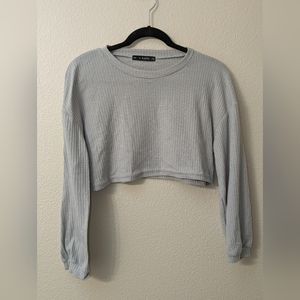 Zaful Cropped Light Gray Sweater